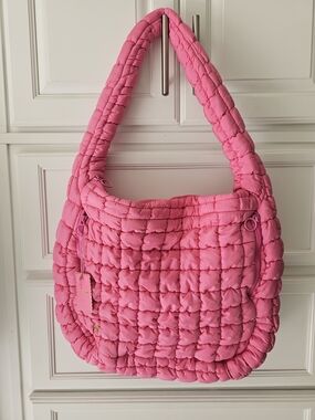 Simply Southern Hot Pink Quilted Puffer Shoulder Bag